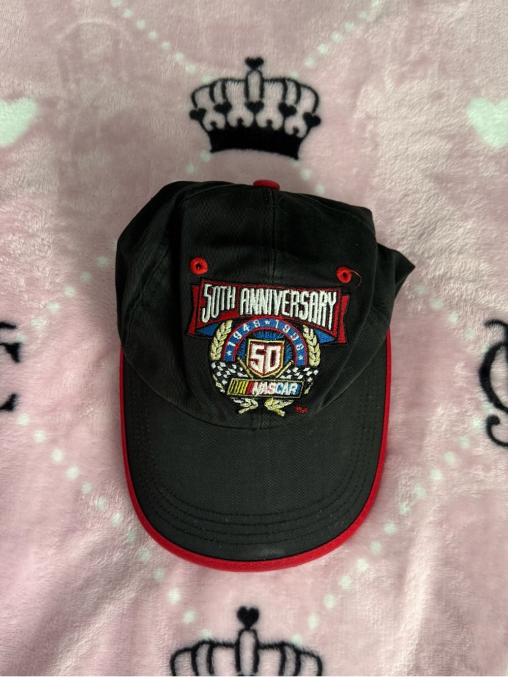 90s NASCAR 50th Anniversary Checkered Flag Adjustable Cap